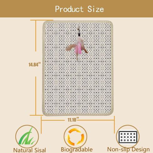 Cat Nail File Scratcher- Natural Sisal Scratching Pad with 80-Grit Aluminum Oxide, Wrap-Around Design for Trimming Cat Nails, Repairing Cat Trees& Posts in Kuwait