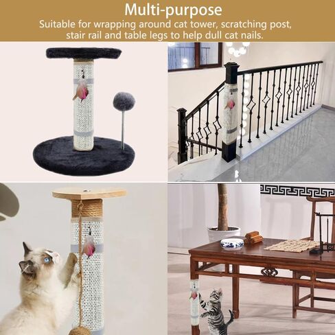 Cat Nail File Scratcher- Natural Sisal Scratching Pad with 80-Grit Aluminum Oxide, Wrap-Around Design for Trimming Cat Nails, Repairing Cat Trees& Posts in Kuwait