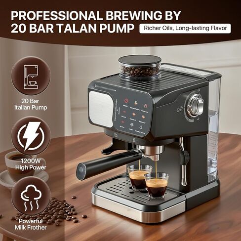 Espresso Machine Professional Home Espresso Maker Espresso Coffee Fast Heating for Cappuccino/Latte Coffee Machine for Home, Office for Latte Cappuccino-Black in Kuwait