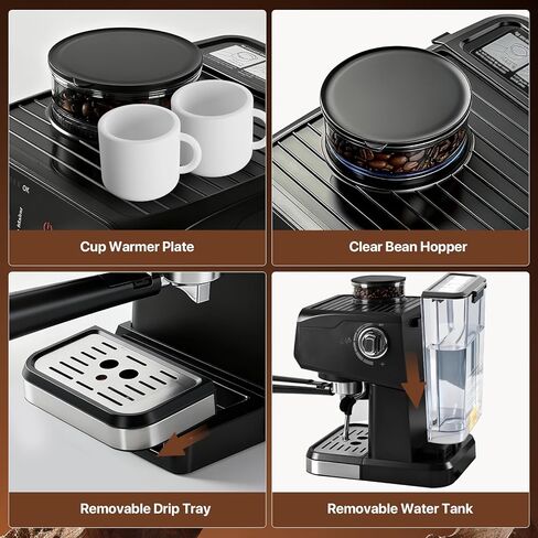 Espresso Machine Professional Home Espresso Maker Espresso Coffee Fast Heating for Cappuccino/Latte Coffee Machine for Home, Office for Latte Cappuccino-Black in Kuwait