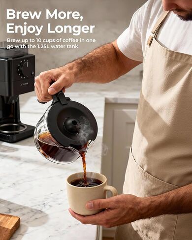 Drip Coffee Maker with Grinder Built in, Automatic Grind and Brew Coffee Machine with Glass Carafe, Reusable Filter, 2-Hour Warm Plate, for Home Offices or Large Families, Black in Kuwait