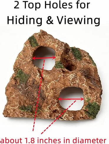 Large Resin Aquarium Cave Hideout, Fish Tank Rock Decor with 2 Top Viewing Holes and Side Viewing Window, Shelter for Betta, Shrimp and Small Fish, 8.3 x 7.5 x 3.5 in in Kuwait