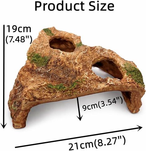 Large Resin Aquarium Cave Hideout, Fish Tank Rock Decor with 2 Top Viewing Holes and Side Viewing Window, Shelter for Betta, Shrimp and Small Fish, 8.3 x 7.5 x 3.5 in in Kuwait