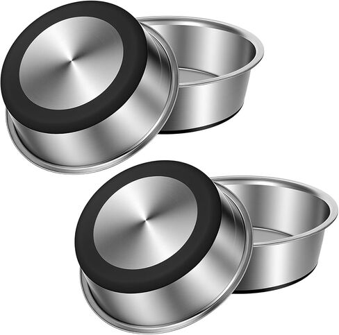 4-Pack Heavy Duty Stainless Steel Dog Bowls with Non-Slip Base – 8 Cup (64 oz) Rust-Resistant Metal Food & Water Dishes for Medium & Large Dogs in Kuwait