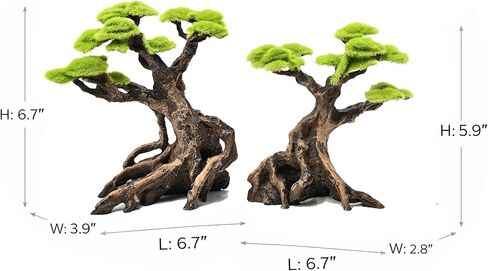 Fish Tank Decor Aquarium Bonsai Tree Resin Ornament with Faux Moss Aquascaping Decoration Artificial Landscape Centerpiece Safe & Fade-Resistant for Betta Shrimp Goldfish in Kuwait