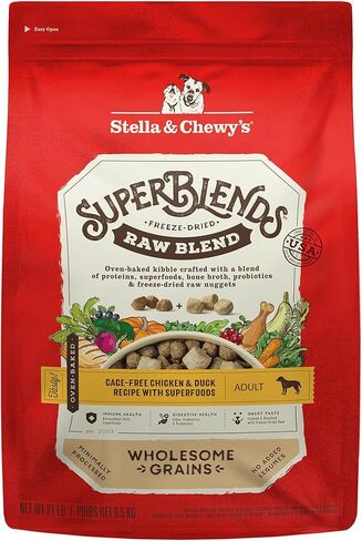 Stella & Chewy's SuperBlends مزيج الحبوب الصحية وصفة الدجاج والبط الخالية من القفص مع الأطعمة الفائقة، 21 رطل. in Kuwait