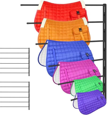 2 Pcs Saddle Pad Rack, Heavy Duty 180 Degree Swing Wall Mounted Horse Blanket Holder with 6 Well-Spaced Extra-Long Arms, Horse Saddle Stand for Various Accessories in Kuwait