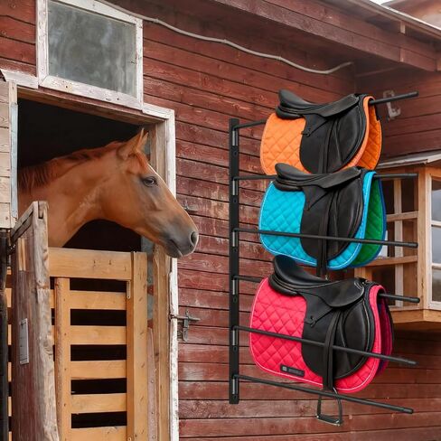 2 Pcs Saddle Pad Rack, Heavy Duty 180 Degree Swing Wall Mounted Horse Blanket Holder with 6 Well-Spaced Extra-Long Arms, Horse Saddle Stand for Various Accessories in Kuwait