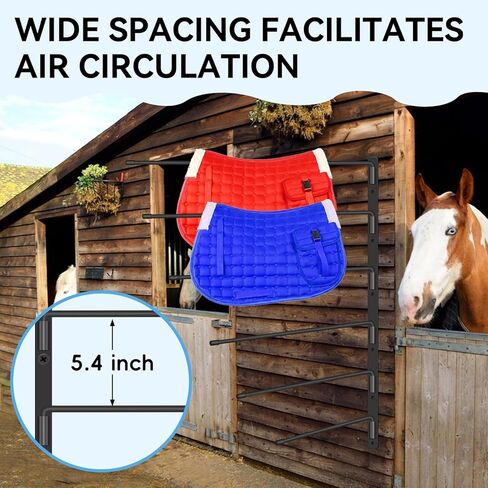 2 Pcs Saddle Pad Rack, Heavy Duty 180 Degree Swing Wall Mounted Horse Blanket Holder with 6 Well-Spaced Extra-Long Arms, Horse Saddle Stand for Various Accessories in Kuwait