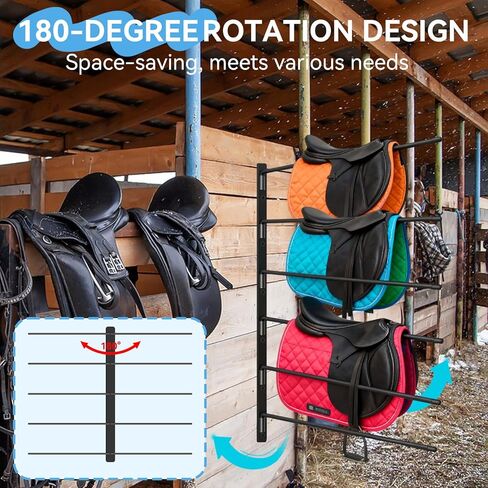 2 Pcs Saddle Pad Rack, Heavy Duty 180 Degree Swing Wall Mounted Horse Blanket Holder with 6 Well-Spaced Extra-Long Arms, Horse Saddle Stand for Various Accessories in Kuwait