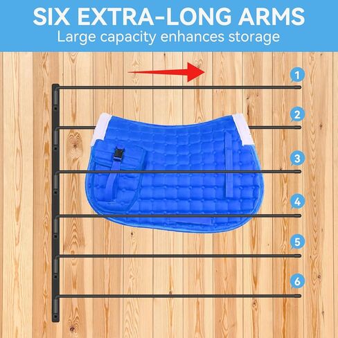 2 Pcs Saddle Pad Rack, Heavy Duty 180 Degree Swing Wall Mounted Horse Blanket Holder with 6 Well-Spaced Extra-Long Arms, Horse Saddle Stand for Various Accessories in Kuwait