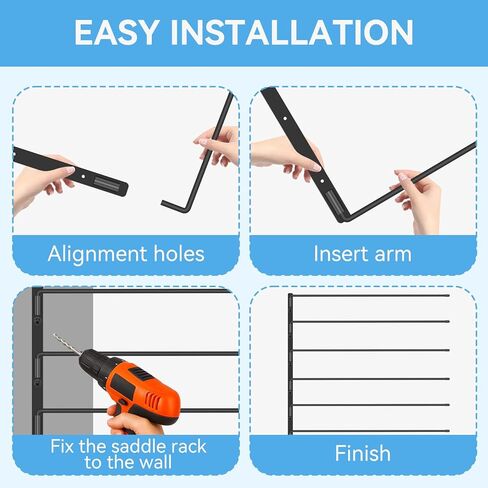 2 Pcs Saddle Pad Rack, Heavy Duty 180 Degree Swing Wall Mounted Horse Blanket Holder with 6 Well-Spaced Extra-Long Arms, Horse Saddle Stand for Various Accessories in Kuwait