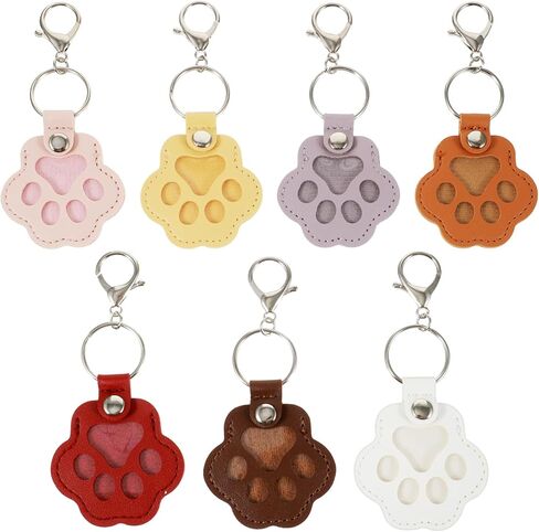 8PCS Paw Print Keychain For Fur, Pet Paw Shaped Pet Hair Keychain, Leather Dog Hairs Key Chain,with Pink Tweezers, Memorial Gift for Pets Lovers, Suitable for Anniversary, Birthday in Kuwait