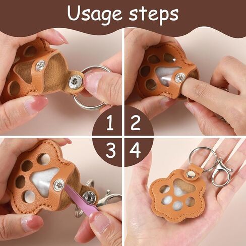 8PCS Paw Print Keychain For Fur, Pet Paw Shaped Pet Hair Keychain, Leather Dog Hairs Key Chain,with Pink Tweezers, Memorial Gift for Pets Lovers, Suitable for Anniversary, Birthday in Kuwait