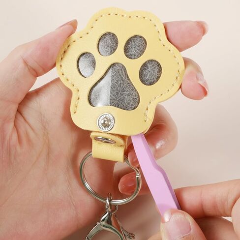 8PCS Paw Print Keychain For Fur, Pet Paw Shaped Pet Hair Keychain, Leather Dog Hairs Key Chain,with Pink Tweezers, Memorial Gift for Pets Lovers, Suitable for Anniversary, Birthday in Kuwait