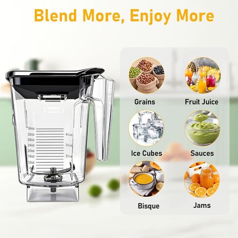 For Blendtec Wildside+ Jar- Four-Sided Replacement Blender Pitcher Cup - Compatible with Classic/Designer/Professional/Commercial Series Container-36 oz Blending Capacity in Kuwait