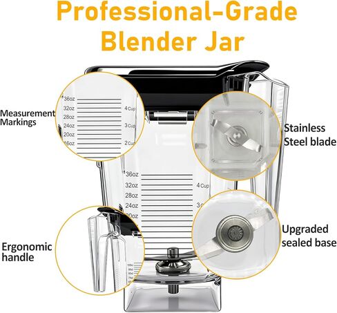 For Blendtec Wildside+ Jar- Four-Sided Replacement Blender Pitcher Cup - Compatible with Classic/Designer/Professional/Commercial Series Container-36 oz Blending Capacity in Kuwait