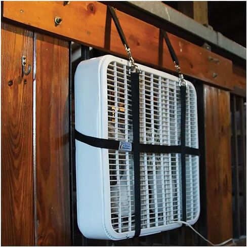 Dura-Tech Adjustable Box Fan Holder | Easy Fan Hanging | Secure 1" Poly Web Harness | Adjustable Over-Stall Straps | Durable Construction | Fits Standard 20" Box Fans in Kuwait