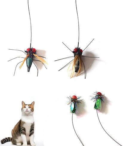 IUHKBH Cat Toy Attachments, 4 PCS Simulation Insect Cute Little Bugs Refills Interactive Cat Toys for Indoor Cat Kitten Enrichment & Hunting Instincts in Saudi Arabia