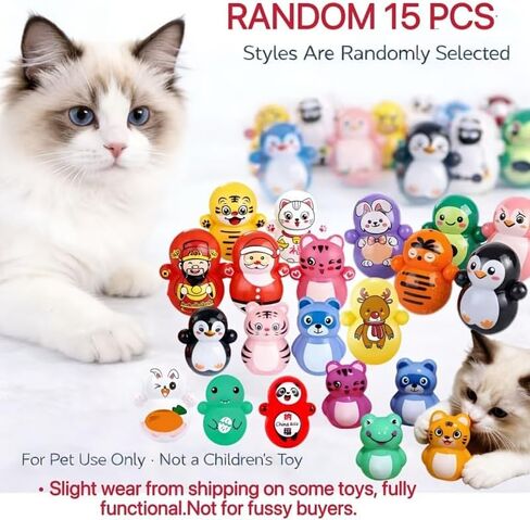 15pcs Interactive Cat Toys Set, Self-Play Educational Toys for Indoor Cats, Lightweight Plastic, Random Styles, No Battery Needed in Kuwait