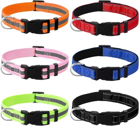 6 Pack Reflective Dog Collars for Large Dogs Adjustable Dog Collars with Safety Buckle for Girl Boy Dogs(13.7-21 inch) in Kuwait