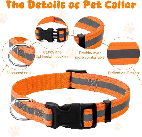 6 Pack Reflective Dog Collars for Large Dogs Adjustable Dog Collars with Safety Buckle for Girl Boy Dogs(13.7-21 inch) in Kuwait