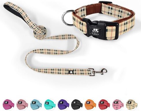 NESTROAD Dog Collar and Leash Set,Reflective Dog Collars with Quick Release Buckle,Adjustable Nylon Pet Collar for Small Medium Large Dogs(Large,Black) in Saudi Arabia