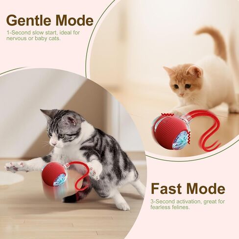 2Pcs Interactive Cat Dog Toys, Electric Automatic Moving for Bored Indoor Adult Cats, Smart Rolling Ball with 3 Modes(Fast Rolling,Chirping & Motion-Activated) for Pet, Fun Gift for Cats in Kuwait