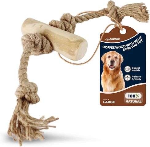 Coffee Wood Dog Chew Large Made of Real Coffee Woods and Hemp Rope - 100% Natural - Natural Dog Chew Toys in Kuwait