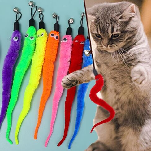 5pcs Random Color Cat Bell Teaser Replacement Heads Cute Pet Interactive Funny Cat Stick Replacement,About 21cm Long in Kuwait