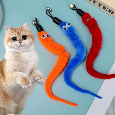 5pcs Random Color Cat Bell Teaser Replacement Heads Cute Pet Interactive Funny Cat Stick Replacement,About 21cm Long in Kuwait