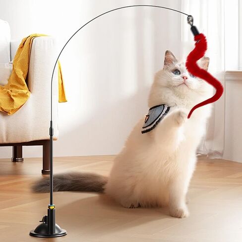 5pcs Random Color Cat Bell Teaser Replacement Heads Cute Pet Interactive Funny Cat Stick Replacement,About 21cm Long in Kuwait