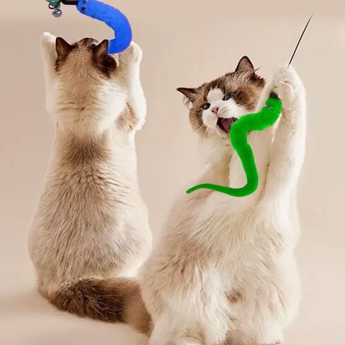 5pcs Random Color Cat Bell Teaser Replacement Heads Cute Pet Interactive Funny Cat Stick Replacement,About 21cm Long in Kuwait