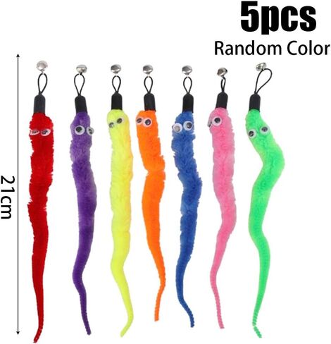 5pcs Random Color Cat Bell Teaser Replacement Heads Cute Pet Interactive Funny Cat Stick Replacement,About 21cm Long in Kuwait