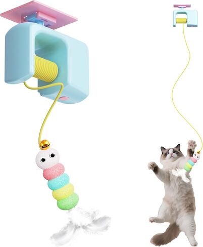 Automatic Interactive Cat Toy String Feather Toy for Cats USB-C Rechargeable in Kuwait