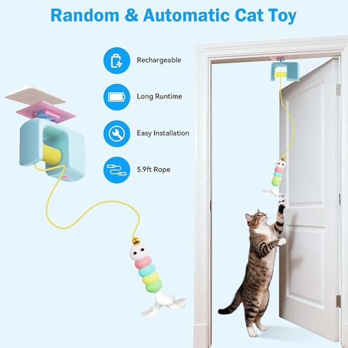 Automatic Interactive Cat Toy String Feather Toy for Cats USB-C Rechargeable in Kuwait