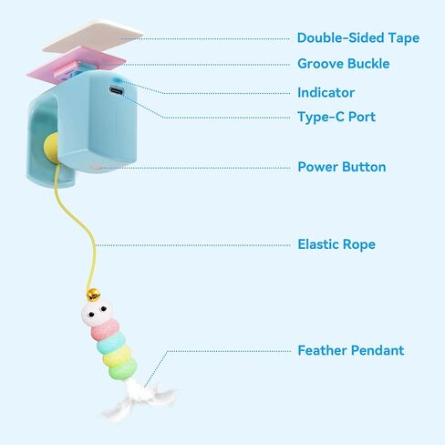 Automatic Interactive Cat Toy String Feather Toy for Cats USB-C Rechargeable in Kuwait