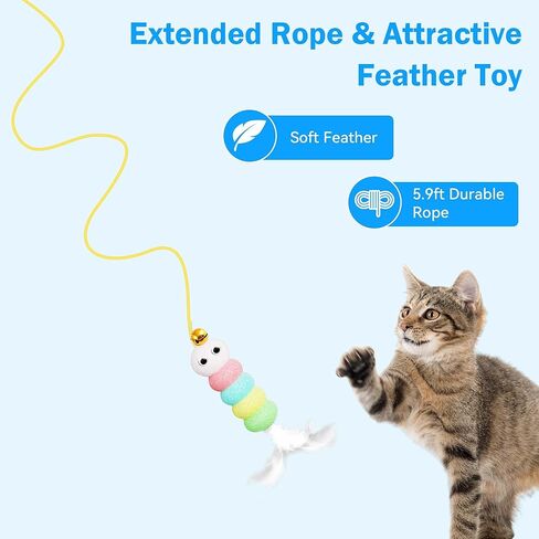 Automatic Interactive Cat Toy String Feather Toy for Cats USB-C Rechargeable in Kuwait