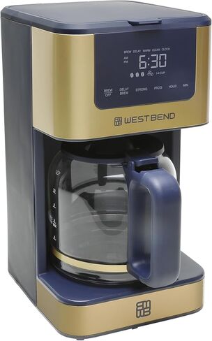 West Bend Timeless 12-Cup Programmable Coffee Maker with Brew Strength Selector for Hot and Iced Coffee, Includes 1-4 Cup Brew Option and Permanent Filter in Kuwait