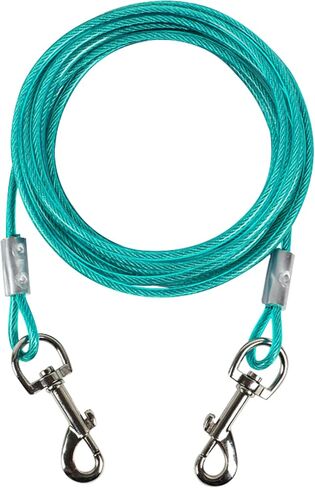 Heavy Duty 10 ft Outdoor Dog Tie-Out Cable with Metal Carabiner – Weather-Resistant Yard Tether for Small to Large Dogs in Kuwait