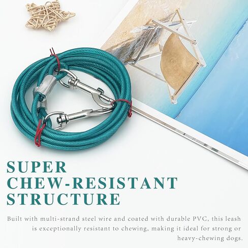 Heavy Duty 10 ft Outdoor Dog Tie-Out Cable with Metal Carabiner – Weather-Resistant Yard Tether for Small to Large Dogs in Kuwait