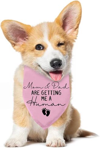 Dog Bandana Pregnancy Announcement Mom & Dad are Getting Me a Human Dog Baby Announcement Bandana Pregnancy Announcement Gender Reveal Dogs Scarf for Small Medium Cats Dogs (Pink) in Kuwait