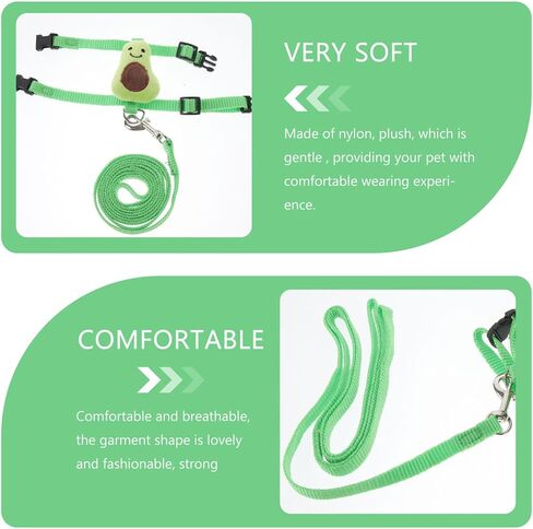VILLCASE Adjustable Small Pet Vest Leash Set in Green, Size S, Soft Breathable Rabbit Walking Rope for Hamsters, Guinea Pigs, and Small Animals in Kuwait