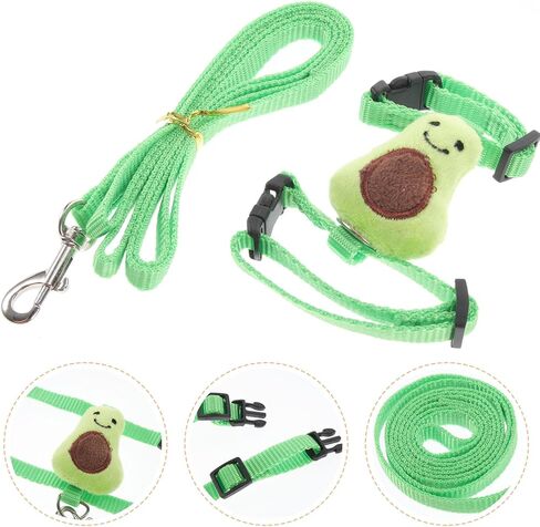 VILLCASE Adjustable Small Pet Vest Leash Set in Green, Size S, Soft Breathable Rabbit Walking Rope for Hamsters, Guinea Pigs, and Small Animals in Kuwait