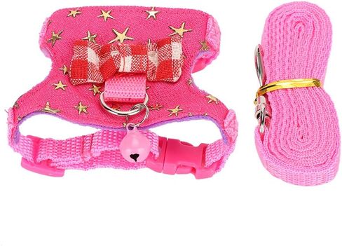 DAN&DRE Small Pet Leash Small Animal Walking Harness Vest Leash Set Outdoor Chest Strap for Ferret Chinchilla Squirrel Pet Supplies (M) in Kuwait