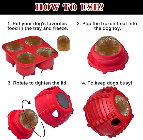 XHX Long-Lasting Interactive Dog Toy to Keep Your Pup Busy and Distracted - Safe for Dogs - Low-Mess Design - Dog Toys for Medium and Large Dogs 25-75 lbs(Red, Medium) in Kuwait