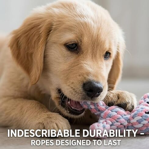 Indestructible Colorful Braided Rope Bear Dog Toy, Ultra Durable Upgraded Teething Chew Toy for Aggressive Chewers, Tough Unbreakable Cotton Rope Bear, Interactive Tug Toy for Puppy Small Medium Dogs in Kuwait