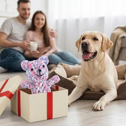 Indestructible Colorful Braided Rope Bear Dog Toy, Ultra Durable Upgraded Teething Chew Toy for Aggressive Chewers, Tough Unbreakable Cotton Rope Bear, Interactive Tug Toy for Puppy Small Medium Dogs in Kuwait