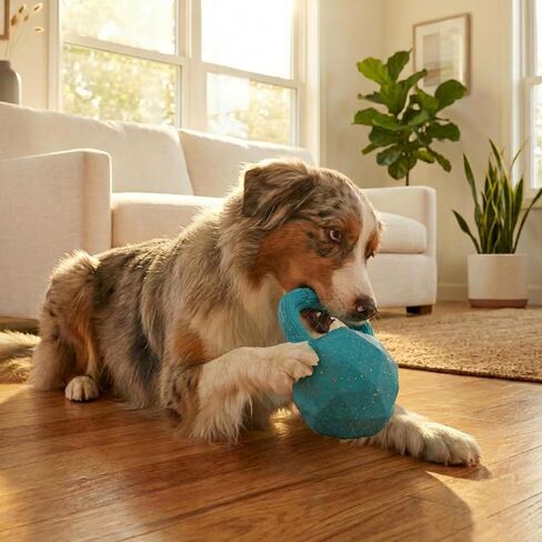 Flex-Force Herding Ball Dog Toy, Tug Handle & Unpredictable Bounce, Floats in Water, Blueberry-Apple Scent for Sensory Play, Tough Chewers, Large Breeds (60-100+ lbs), 6.6" in Kuwait
