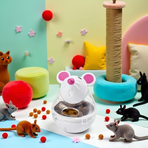 Beige Interactive Cat Toy, Mouse Shape Treat Dispenser, Food Storage Holder for Indoor Cats and Kittens, Cat Mice and Animals Toys for Pet Increases IQ Interactive & Food Dispensing in Kuwait